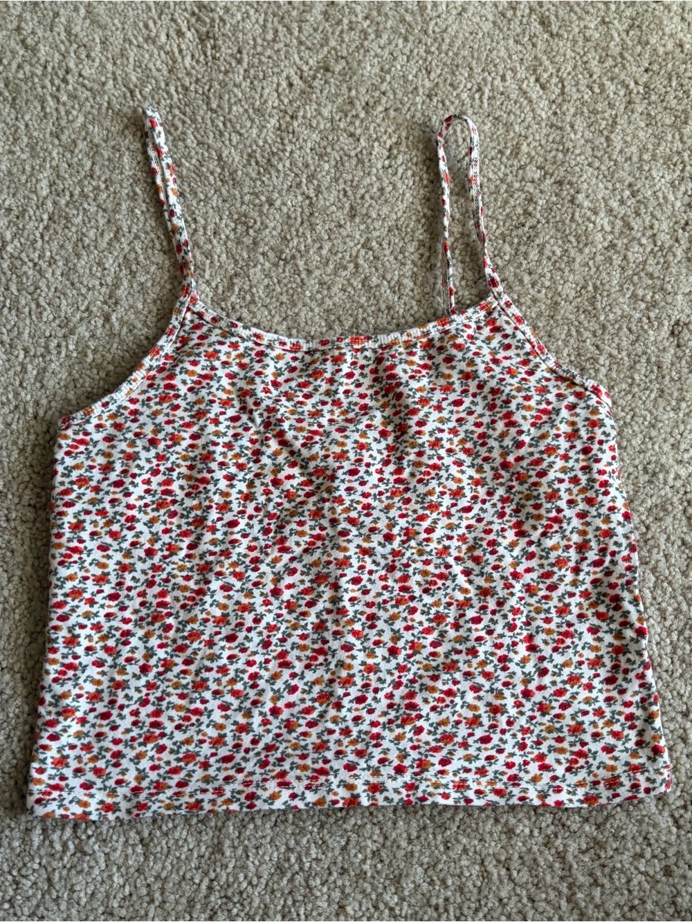 American Eagle Outfitters Red Bohemian Boho Floral Strap Tank Top Size Small